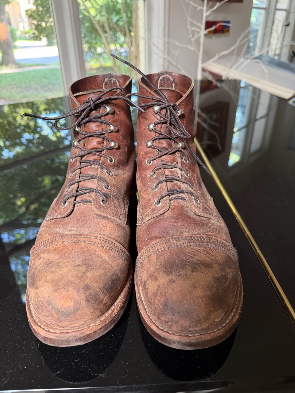 Men's Brown Leather Lace-Up Work Boots